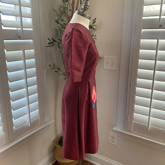 WOMAN FLORAL-PRINT SILK-TAFFETA
DRESS BURGUNDY size 4 - Picture 5 of 10
